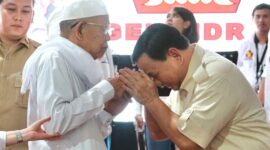 Ketua Umum Partai Gerindra Prabowo Subianto menghadiri agenda Konsolidasi Akbar Pengurus Gerindra Tangerang Raya di Lapangan Ahmad Yani, Tangerang, Minggu, 7 Juli 2023. (Dok. Tim Media Prabowo Subianto)