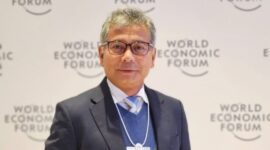 Direktur Utama BRI Sunarso dalam gelaran World Economic Forum 2024 yang diselenggarakan di Davos pada 15-19 Januari 2024. (Dok. BRI)