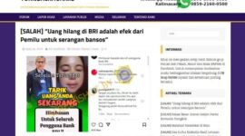 Tangkapan layar video hoax perihal video “Tarik Uang Anda Sekarang, Himbauan Untuk Seluruh Pengguna Bank BRI” yang diungganh oleh akun Instagram dan tiktok @rama_news dengan sumber konten tiktok @widia_pengamatpolitik. 