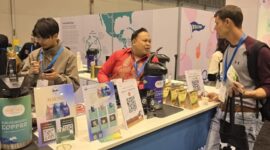 Gravarm, UMKM binaan BRI saat berpartisipasi dalam kegiatan Specialty Coffee Expo (SCE) yang diselenggarakan pada 12–14 April 2024 di MCCormick Place, Chicago, Amerika Serikat. (Dok. BRI)