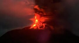 Gunung Ruang meletus lagi, gunung api ini berada di Kabupaten Kepulauan Siau Tagulandang Biaro (Sitaro), Sulawesi Utara. (Dok. BNPB)